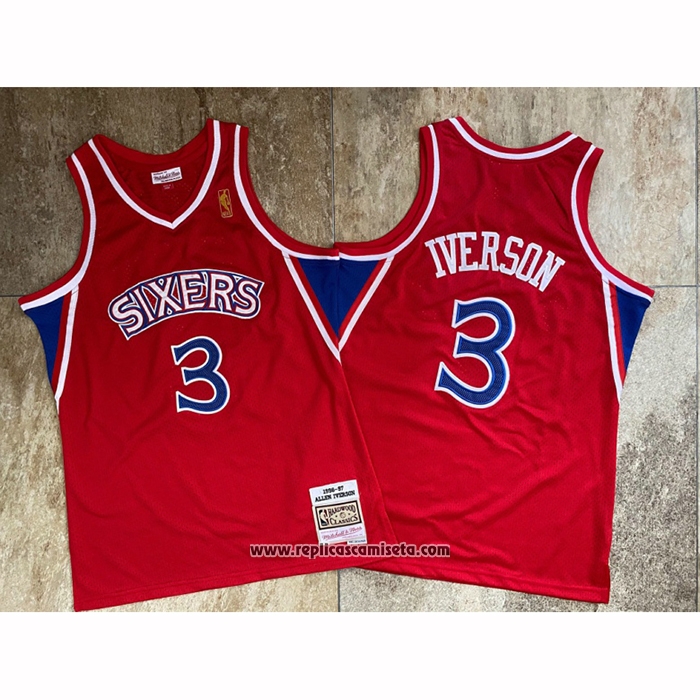 Camiseta Philadelphia 76ers Allen Iverson #3 Mitchell & Ness 1996-97 Rojo